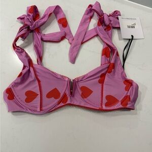 Beach Riot Pink and Red Lace Heart Bras